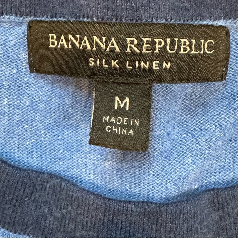 Banana Republic Men's Crewneck Silk/ Linen Blend Sweater in Blue - Picture 2 of 3